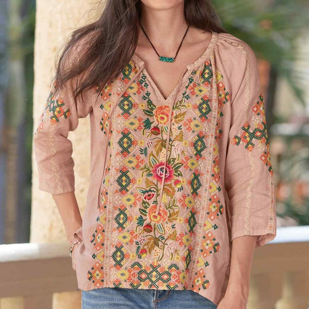 NWT Johnny Was Chandra Linen Blouse xs